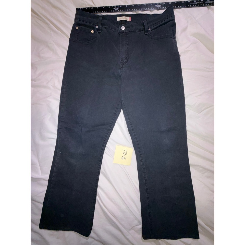 Levis 550 Relaxed Boot Cut Jeans Black Denim Womens Size 12S Stretch T11-16